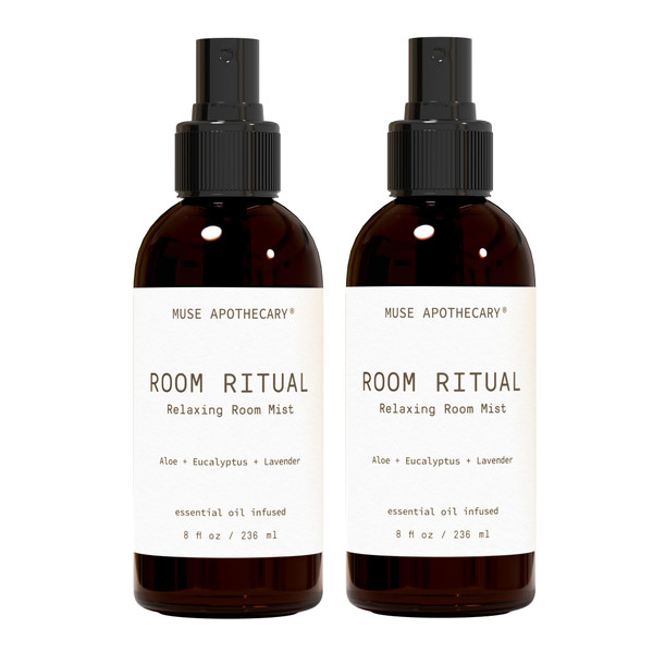 Muse Apothecary Room Ritual - Aromatic and Relaxing Room Mist, 8 oz, Infused with Natural Essential Oils - Aloe + Eucalyptus + Lavender, 2 Pack