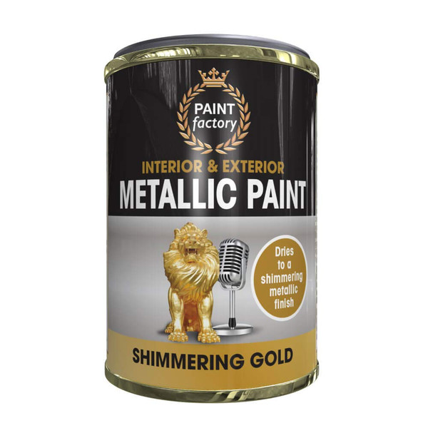 Paint Factory Metallic Paint Shimmering Gold 300ml, Sutiable for exterior and interior use on metal, wood and concrete