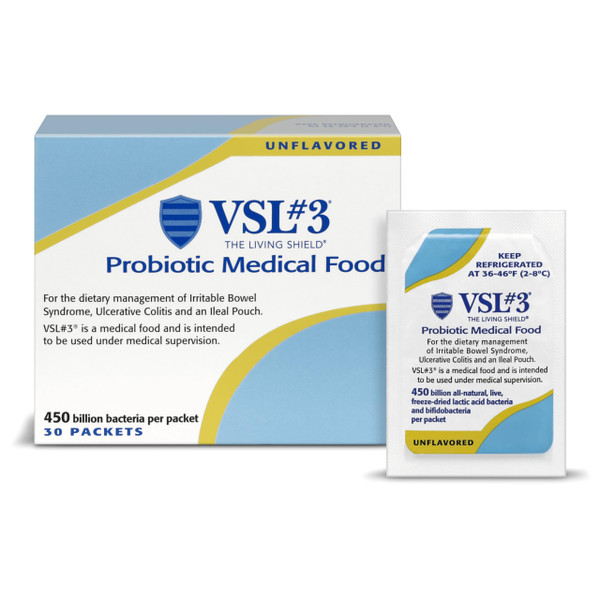 VSL #3® Probiotic Powder for Digestive Health, IBS & UC Symptoms - 450B CFUs, High-Potency, Multi-Strain, Live, Refrigerated Probiotic, Medical Food for Gut Health Support in Men & Women, 30 Pack