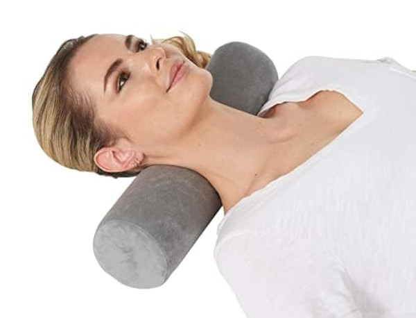 AllSett Health Cervical Neck Roll Memory Foam Pillow, Bolster Pillow, Round Neck Support for Sleeping | Bolster for Bed, Legs, Back and Yoga