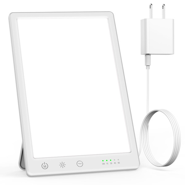 Fitfirst Light Lamp, 10000 Lux Simulated Sunlight, Gift for Women, 3 Color Temperature, 4 Brightness Levels, 15-60min Timer, Touch Control LED Lamp for Indoor with Adapter