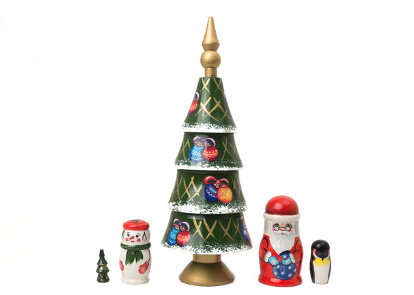Golden Cockerel Russian Father Frost Christmas Tree Nesting Doll Penguin Snowman Matryoshka Collectible