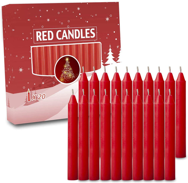 20pcs Candles for Christmas Tree - Decorations - Christmas Pyramids Carousel - 4 inch X 0.5 inch Diameter - 1.5 Hour Burn Time RED