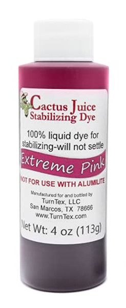 Extreme Pink Cactus Juice Stabilizing Dye 4 oz net weight by TurnTex Woodworks