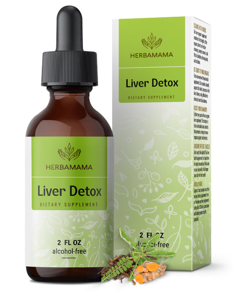 HERBAMAMA Liver Support Tincture - Vegan Liver Detox Liquid Drops with Milk Thistle, Dandelion Root & Chanca Piedra - Non-GMO, Alcohol & Sugar-Free Liquid Cleanse Supplement, 42-Day Supply