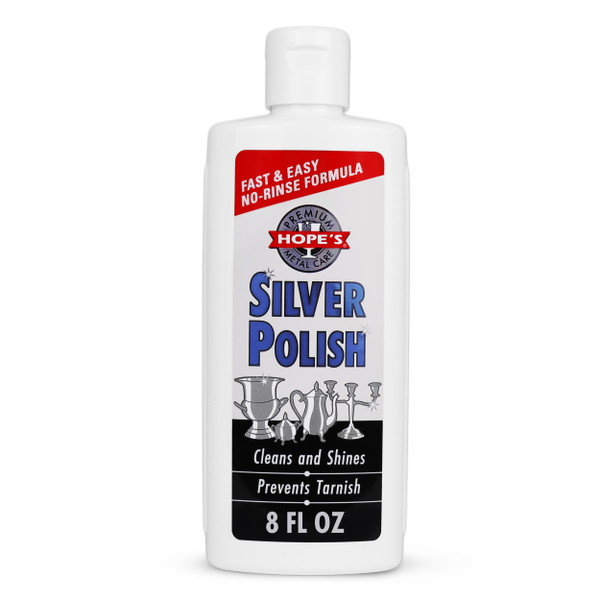 HOPE'S Silver Polish & Cleaner – Protective Tarnish Remover – Odorless – Safe & Gentle – No-Rinse Formula – Fast & Easy – Free of Harsh Chemicals – Will not Scratch – 8 Fl Oz