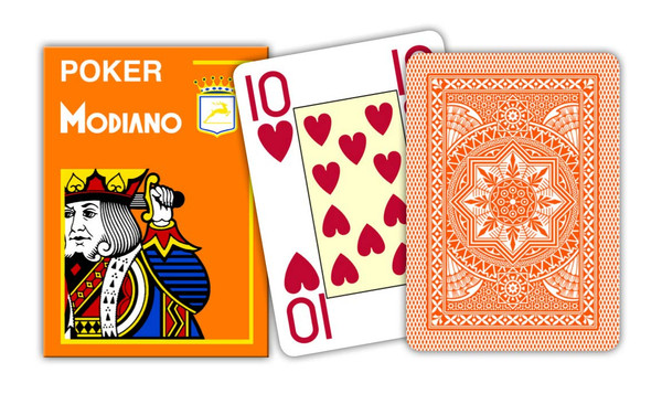 Modiano 485 Playing Cards Poker Cristallo 4 Index Orange