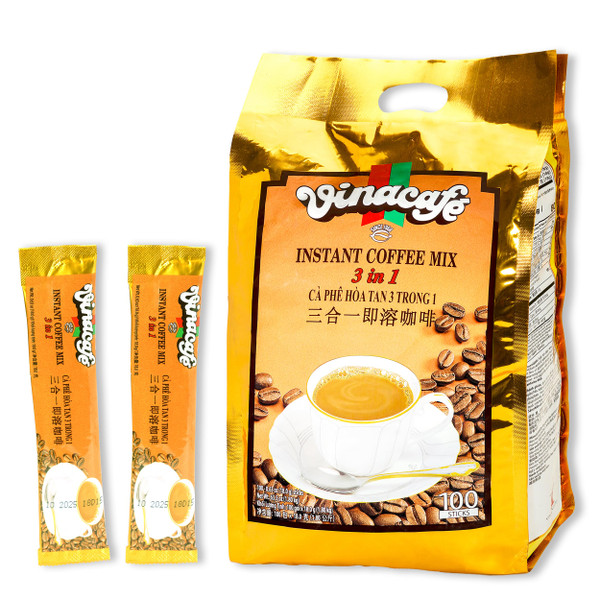 Vinacafe Premium 100 Sticks 3 in 1 Instant Coffee Mix, Single Serves