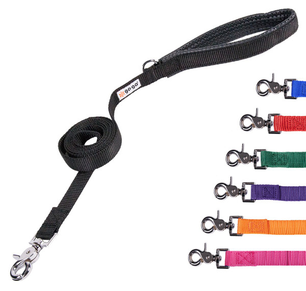 GOGO Pet Products 3/4-Inch Wide Comfy Nylon Dog Leash, 4-Feet Long, Black