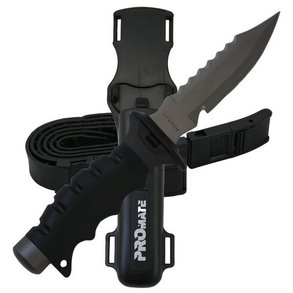 Promate Sharp Tip Titanium Diving Knife (5 Blade), Black