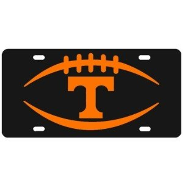 Tennessee Volunteers "T" Football License Plate Black/Orange