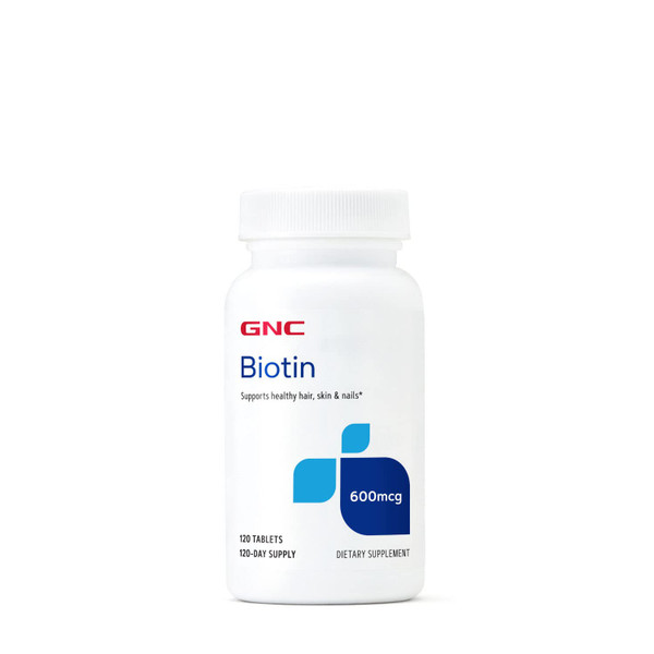 GNC Biotin 600mcg, 120 Caplets, Supports Healthy Hair, Skin and Nails-1764358403