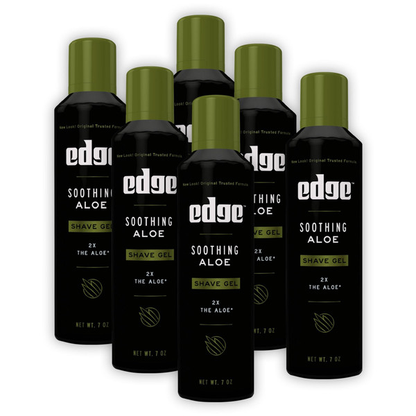 Edge Shaving Gel for Men, Soothing Aloe with Twice The Aloe, (6 Pack) - Shave Gel For Men That Moisturizes, Protects and Soothes To Help Reduce Skin Irritation
