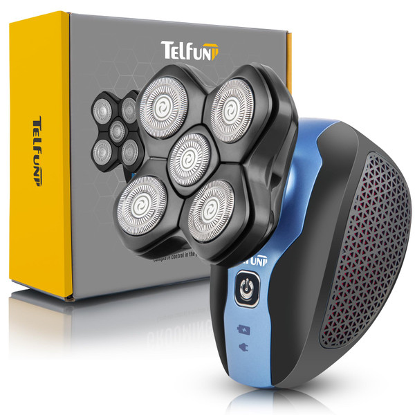 Telfun Magnetic Head Shavers for Bald Men, Cordless 5-in-1 Electric Razor for Fast Shaving- IPX7 Waterproof Wet/Dry Mens Grooming Kit - Easy Use Palm Shaver for a Smooth Bald Shave Telfun Magnetic Head Shavers for Bald Men, Cordless 5-in-1 Electric Razor for Fast Shaving- IPX7 Waterproof Wet/Dry Mens Grooming Kit - Easy Use Palm Shaver for a Smooth Bald Shave