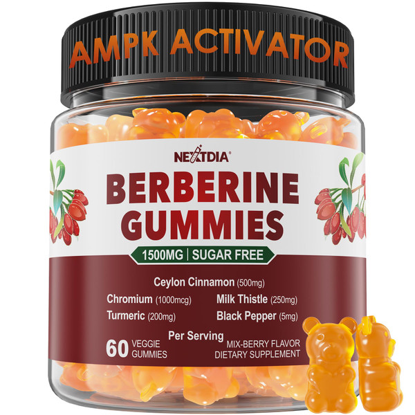 Berberine Gummies 1500mg Sugar Free, Organic Berberine Supplement w/Ceylon Cinnamon, Chromium, Turmeric, Milk Thistle for Metabolism Balanced, Berberine HCl from Indian Barberry Extract, Vegan 60 Cts Berberine Gummies 1500mg Sugar Free, Organic Berberine Supplement w/Ceylon Cinnamon, Chromium, Turmeric, Milk Thistle for Metabolism Balanced, Berberine HCl from Indian Barberry Extract, Vegan 60 Cts