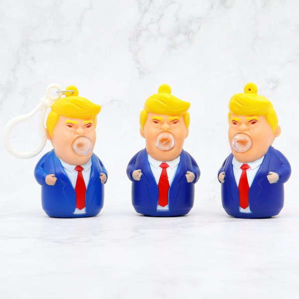 President Donald Stress Relief Keychain - Squeeze Bounce Bubble Toy, Funny Office Desk Fidget Gift for Adults (2-Pack)