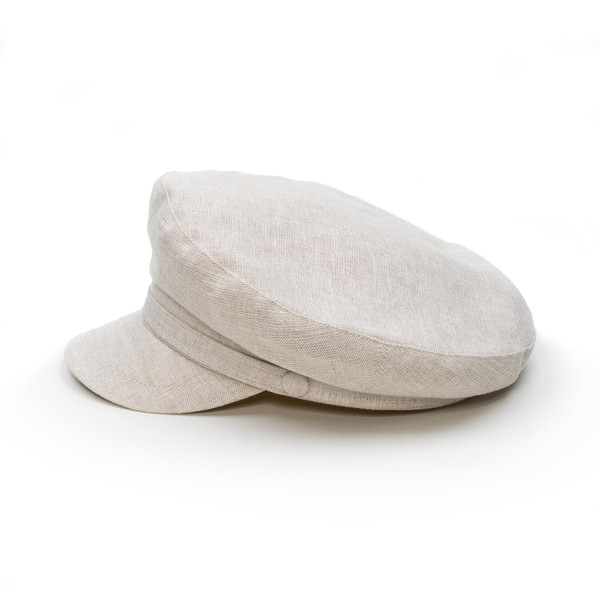 Sterkowski Model Pireus | 100% Linen Breton Cap for Men and Women | Boating Greek Fisherman Nautical Sailor Hat Seafarer Vintage Sun Protection Casual Summer Breathable Fashion Yachting Beige 57