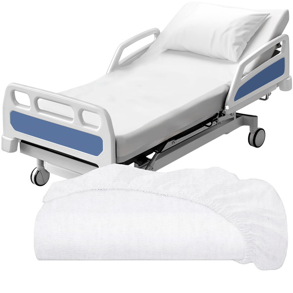 White Classic Fitted Hospital Bed Sheet, Soft Jersey Knitted T-Shirt Quality [1 Pack]