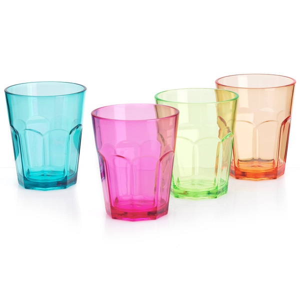 Flamefield Assorted Colour Acrylic Soda Glasses - Pack of 4