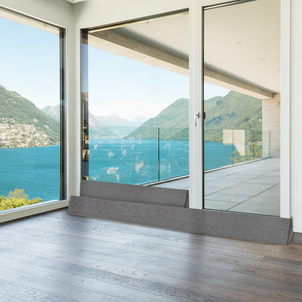 2 Packs Sliding Door Draft Blocker Stopper, Under Door Window Draft Insulation Strip for Sliding Glass in Patio Sunroom Double Doors Exterior Seasonroom for Weathproof Winter Summer
