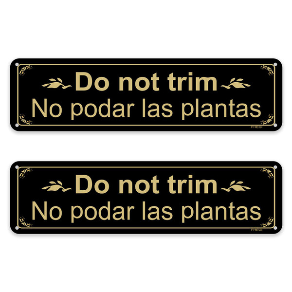 FHEGI 2 Pcs Do Not Trim Signs 12 x 3 Inch Bilingual Plant Sign in English and Spanish, Do Not Trim Yard Signs Reflective Rust Free Aluminum, Weatherproof, Scratch and UV Resistant.(12 x 3 Inch)