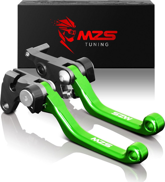 MZS Green Dirt Bike Brake Clutch Levers Pivot Adjustable CNC Compatible with KLX300R 2020 2021 2022 2023 2024 2025