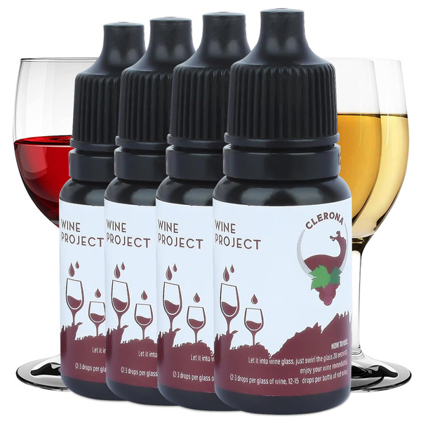Wine Sulfite Remover Drops, Clerona Wine Filter Drops, Wine Filters for Histamines and Sulfite, the Wine Purifier, Naturally Eliminate Wine Sensitivities and Allergies, (Bottle of 4)