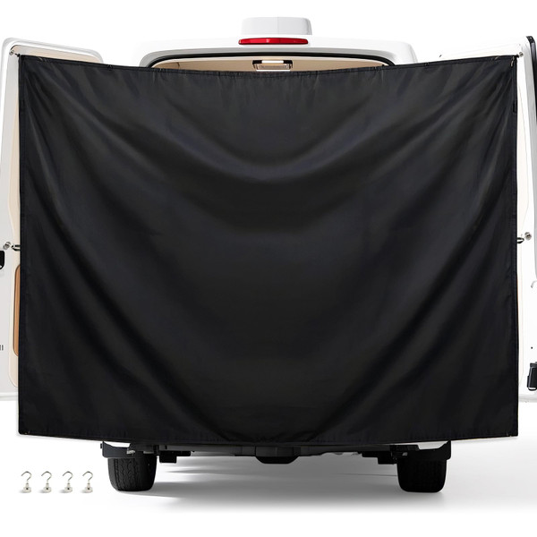 Wibeelee 7.5 x 6 ft Large Adjustable Waterproof Rear Door Shower Curtain for Campers, Vans & Trucks, Magnetic Hook Design (4pcs), Double Layer Privacy Cover for Outdoor Use