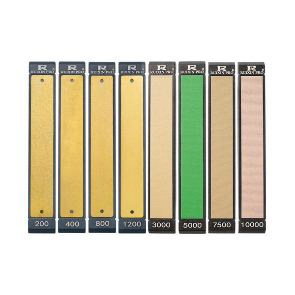 RUIXIN PRO 8PCS Diamond Sharpening Stones, #200#400#800#1200#3000#5000#7500#10000 Grit Professional Whetstone Kit for Kitchen Outdoor