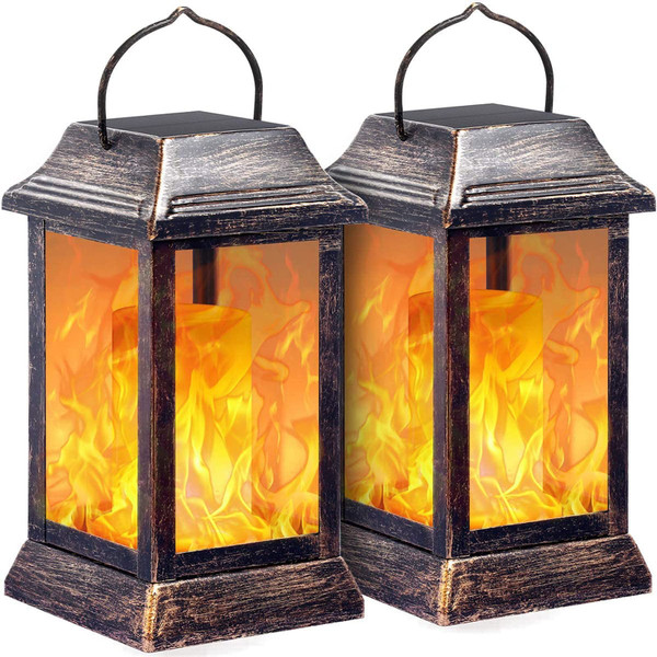 TomCare Solar Lights Metal Flickering Flame Solar Lantern Outdoor Hanging Lanterns Lighting Heavy Duty Solar Powered Waterproof LED Flame Lights for Patio Garden Christmas Decorations, 2 Pack (Bronze) TomCare Solar Lights Metal Flickering Flame Solar Lantern Outdoor Hanging Lanterns Lighting Heavy Duty Solar Powered Waterproof LED Flame Lights for Patio Garden Christmas Decorations, 2 Pack (Bronze)