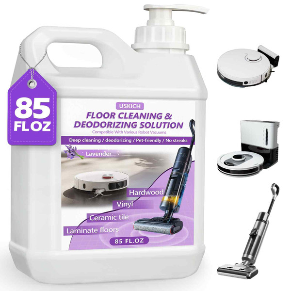 Floor Cleaning Solution- 85 FL OZ-Floor Cleaner for Mopping with Tineco,Deep Cleaning &Deodorizing for Roborock,Compatible with Saros Series,S8/S7 Series,Q Revo/Q Series,iFLOOR Series Wet Dry Vacuum