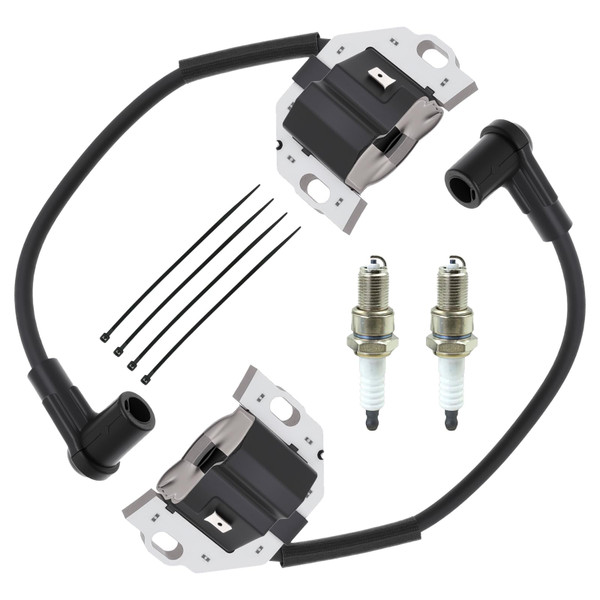 2 Pack of 21171-0740 Ignition Coil Module with Spark Plug for Kawasaki FX730V FR691V FR541V FR651V FR730V FS481V FR600V FS FX Series Lawn Mower Engines, Replace 21171-0743, 21171-0711, KM-21171-0758