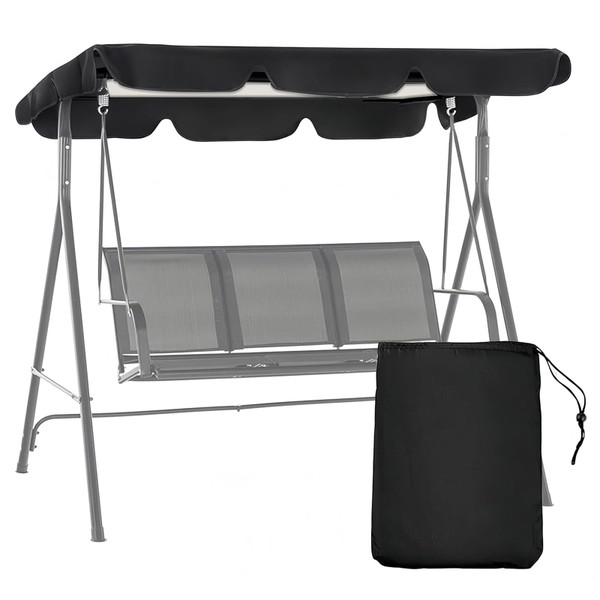 Patio Swing Canopy Replacement Top, 65x45/75x45/78x47/85x45 Outdoor 2/3 Seater Porch Swing Canopy Cover, Reinforced Edges Rip Proof UV Block Sun Shade 420D Waterproof for Garden Porch Seat (75x45)