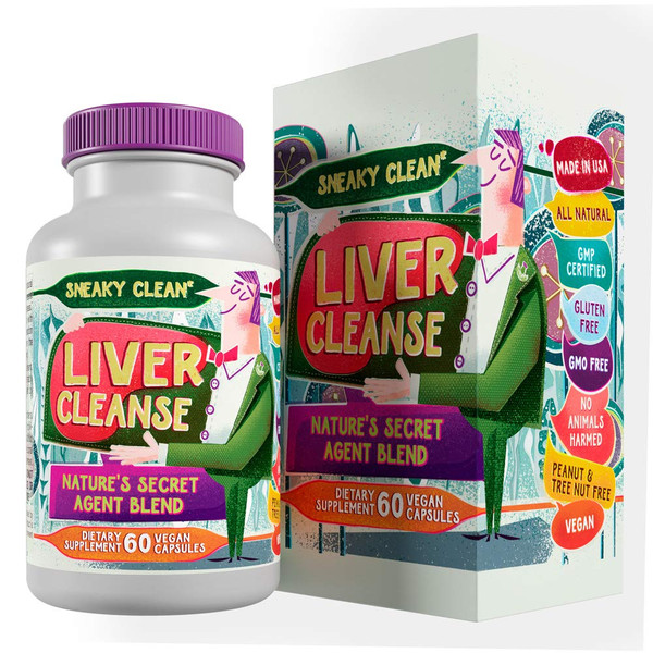 Hippie Farms Liver Cleanse Support Supplement w Organic Milk Thistle - Nature's Secret Agent Blend - 60 Vegan Capsules
