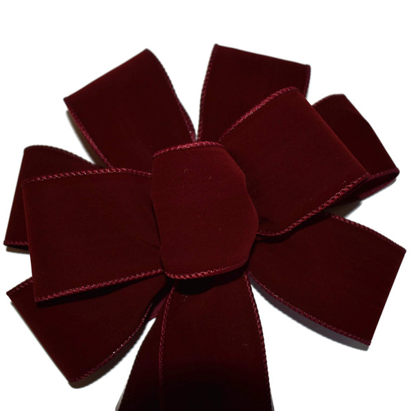 Large 10" Wired Burgundy Velvet Outdoor Wreath Bows