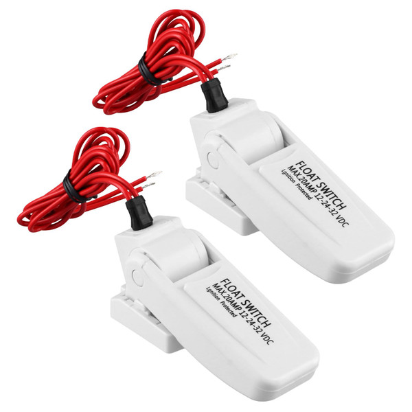 QWORK 2 Pack Heavy-Duty Automatic Boat Bilge Pump Float Switch | Moisture Tight, Ignition Protected - 12/24/32VDC, 20A, Ultrasonic Welding Seals, for BoatsElectric Water Pumps Ignition Protected QWORK 2 Pack Heavy-Duty Automatic Boat Bilge Pump Float Switch | Moisture Tight, Ignition Protected - 12/24/32VDC, 20A, Ultrasonic Welding Seals, for BoatsElectric Water Pumps Ignition Protected