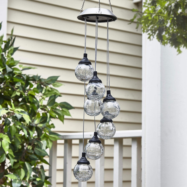 Hanging Globe Solar Lights - Outdoor Patio, Porch Pendant Lamp - Clear