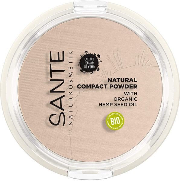 Sante Naturkosmetik Natural Compact Powder 01 Cool Ivory, Light Skin Tone, Perfect Finish thanks to Mineral Pigments, Gentle Matte Complexion, Vegan, 9 g