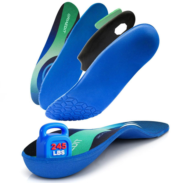 GRIAEDIT Heavy Duty Arch Support Insoles for 240lbs+ – Orthotic Inserts for Plantar Fasciitis, Foot Pain Relief, Breathable & Shock Absorbing for Men & Women, Work Boots & Sneakers(M9-9.5/W11-11.5)