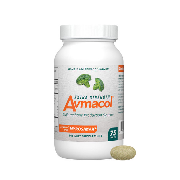Nutramax Laboratories Avmacol Extra Strength #1 Researched Sulforaphane-Producing Brand for Detoxification with Glucoraphanin and Active Myrosinase, Immune Health, Adults & Children, 75 Tablets