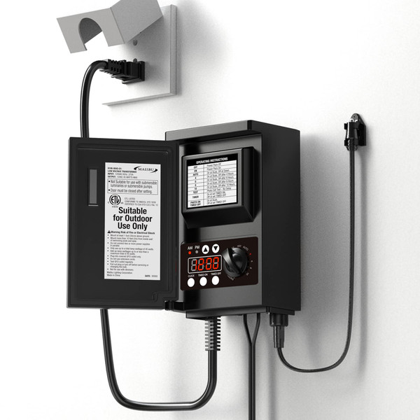 Low Voltage Transformer 45 Watt for Outdoor Landscape Lighting with Photocell Sensor Timer and Weather Shield for Spotlight Floodlight Garden Pathway Light 120V AC to 12V AC