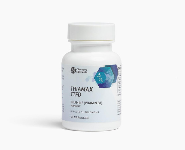 Objective Nutrients Thiamax Vitamin B1 (Thiamine TTFD), The Original, No Toxic Fillers, Supports Energy Metabolism, High Dose, Third Party Tested, All Active Ingredients 100mg, 60 Count