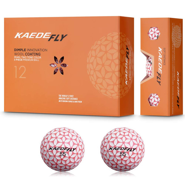 KAEDE Fly Golf Ball 2-Piece Mixed Pink White Colored Distance Golf Balls (One Dozen) for Men Women