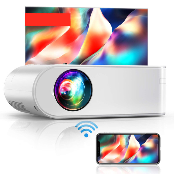 YABER Projector WiFi Mini Projector, 1080P Full HD Portable Projector, Zoom, 300" Display, Outdoor Projector [Projector Screen Included] Wireless Mirroring Projector for Phone/TV Stick/HDMI/PS4