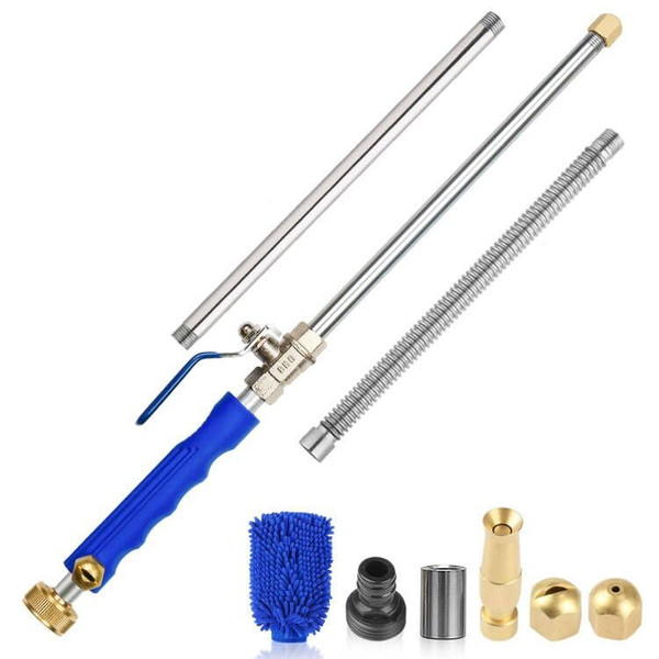 Aokpsrt Hydro Jet High Pressure Power Washer Wand Jet Nozzle Washer for Garden Hose Watering Sprayer Attachment with 3 Hydrojet Nozzle and Hose Blue