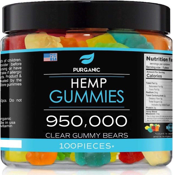 Purganic Hemp Gummies – Helps Support Sleep, Peace and Relaxation - High Strength and Support All Natural Tasty Fruit Flavors - Made in USA – 100ct