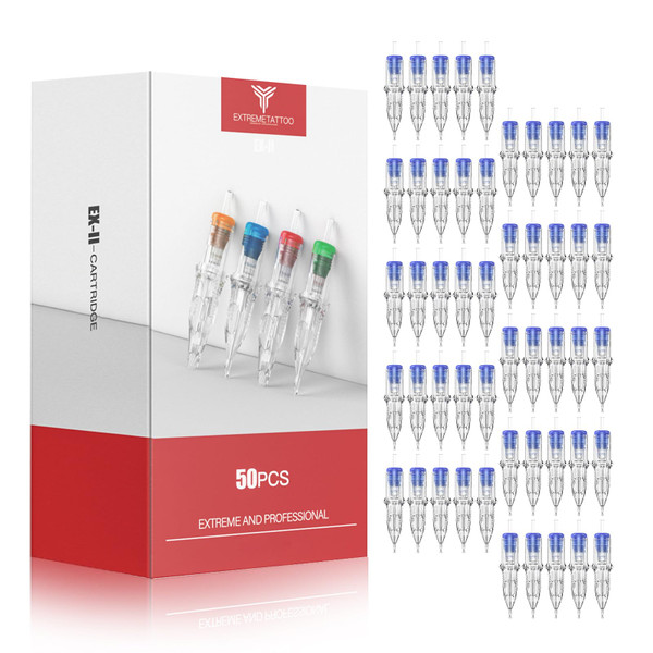 Dragonhawk Extreme Assorted Tattoo Needles Cartridges - 50PCS Disposable Professional Needles 3RL 5RL 7RL 9RL 11RL Round Liner #12 Mixed Sizes for Tattoo Artists