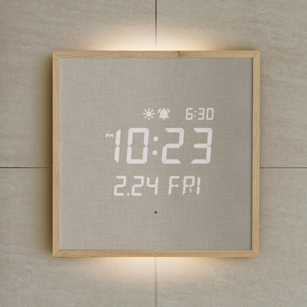 mooas Wooden Frame LED Silent Wall Clock with Remote, Backlit Nightlight, Modern Digital LED Wall Clock Display Sunrise Alarm Melody 5 Brightness for Bedroom Living Room (Wooden Frame Light Brown) mooas Wooden Frame LED Silent Wall Clock with Remote, Backlit Nightlight, Modern Digital LED Wall Clock Display Sunrise Alarm Melody 5 Brightness for Bedroom Living Room (Wooden Frame Light Brown)