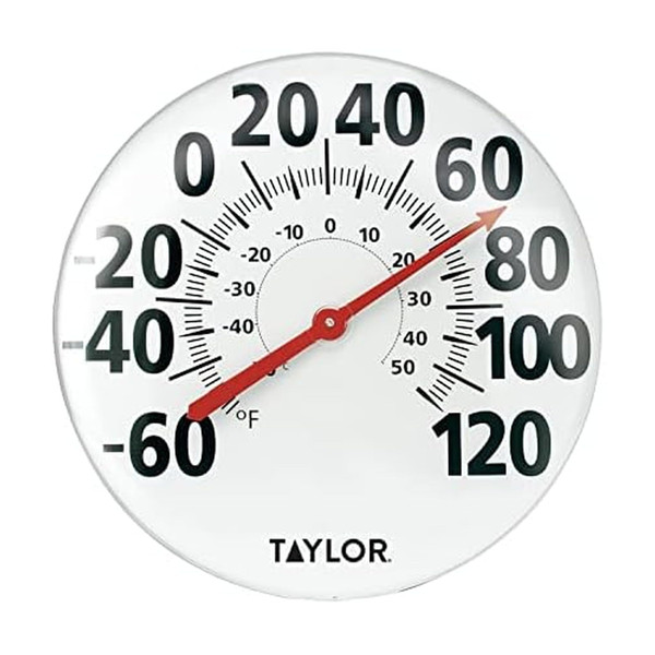 Taylor Extra Large Metal Wall Indoor Outdoor Thermometer, Easy to Read Numbers for Patio, Pool, and Indoor Areas, 18 inch, White Taylor Extra Large Metal Wall Indoor Outdoor Thermometer, Easy to Read Numbers for Patio, Pool, and Indoor Areas, 18 inch, White