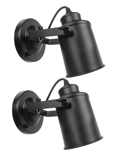 kylynly Industrial Ceiling Spotlight, 2 Packs Matt Black Vintage Wall Mount Lights, Rotate Head, Hardwired No Plug E26 Base, Decor for Indoor Living Bedroom or Loft Cafe bar Lighting(No Bulb)